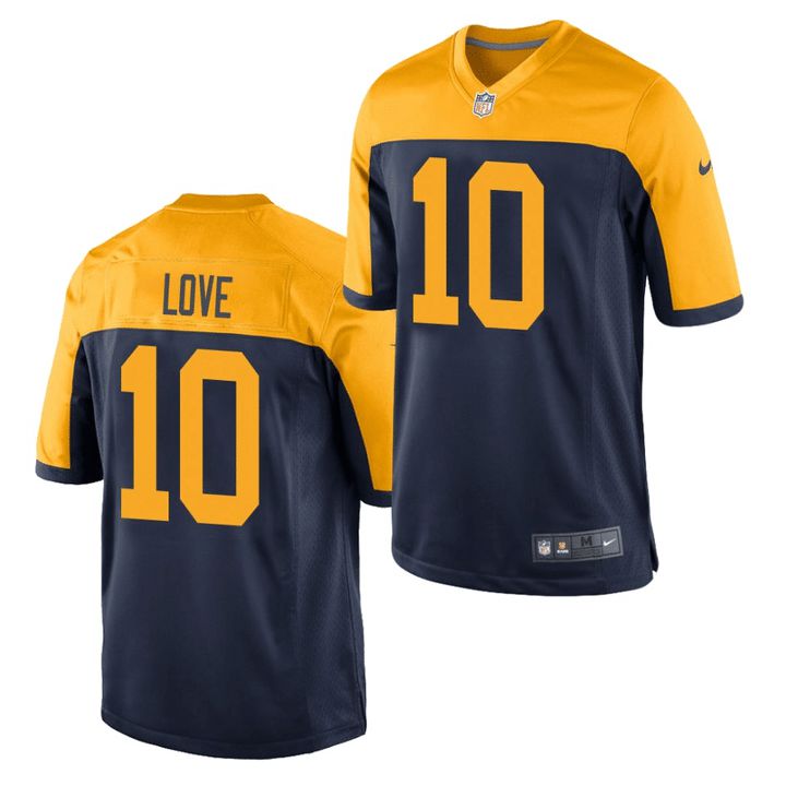Men Green Bay Packers #10 Jordan Love Nike Navy Throwback Game NFL Jersey->green bay packers->NFL Jersey